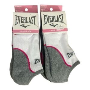 Everlast Women Low Cut Ankle No Show SocksSize 5-9 Grey White Pink 6 Pairs